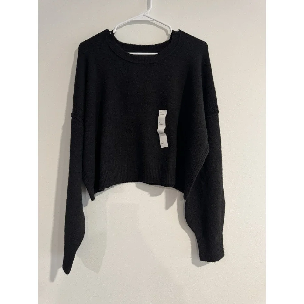 WOMEN'S CREWNECK‎ PULLOVER SWEATER- WILD FABLE Black Extra Large NWT Soft Cozy